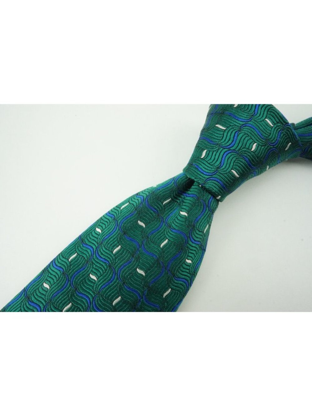 Turnbull & Asser Emerald Green Cobalt Textured 100% Silk Tie